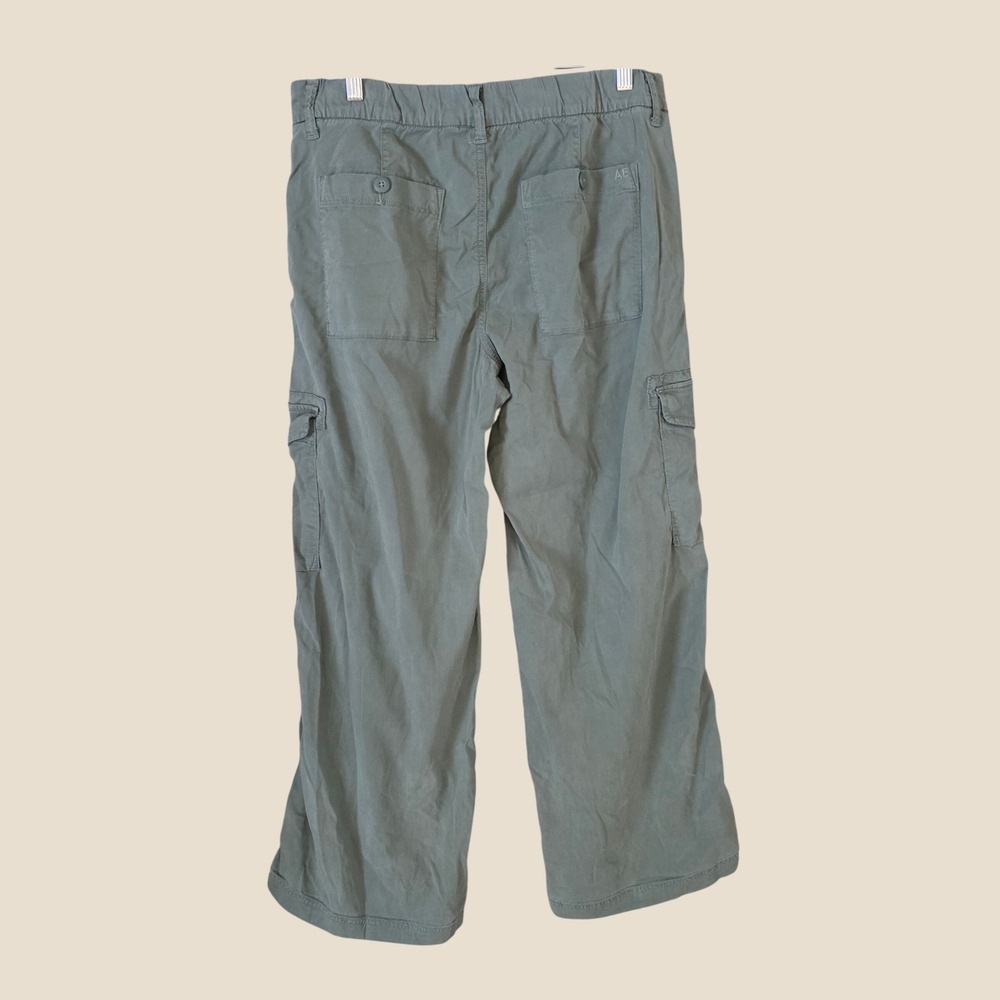 American Eagle Womens Cargo Mid Rise Baggy Pants Women 8 Green Stretch Y2k - Picture 3 of 10